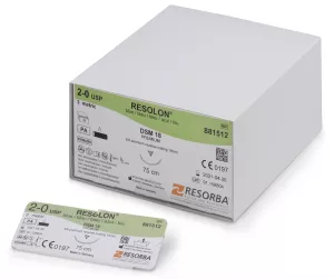 RESOLON Chirurgické šitie nevstrebateľné, modrá , DS 13, 5/0 - 1 EP, 45cm, 36ks